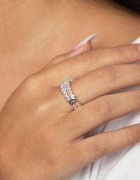 Silver Plated Cubic Zirconia Navette Ring - link has visual effect only