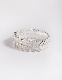 Silver Plated Cubic Zirconia Navette Ring - link has visual effect only