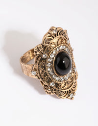 Antique Gold Ring with Black Stone - link has visual effect only