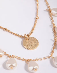 Gold Pearl Droplet Layered Necklace - link has visual effect only