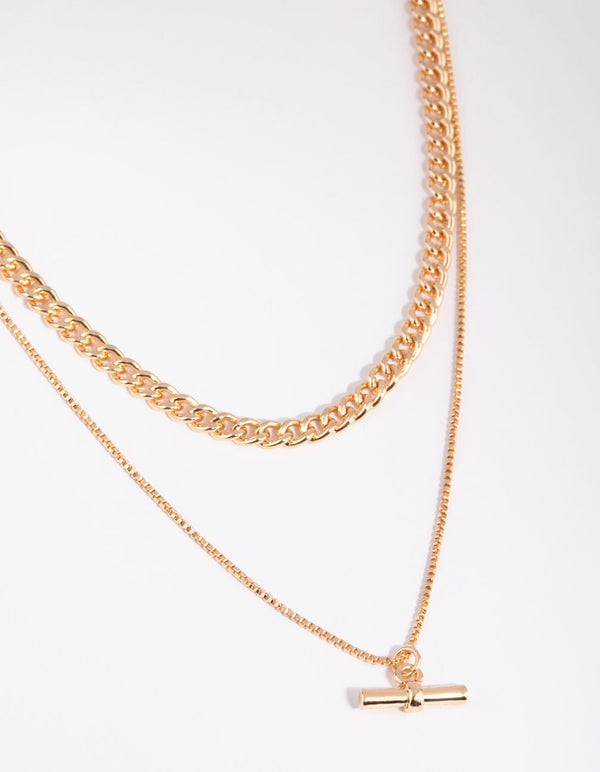 Gold Layered Fob Necklace