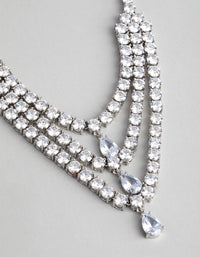 Silver Cubic Zirconia Layered Statement Necklace - link has visual effect only