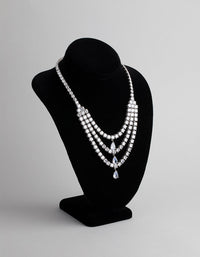 Silver Cubic Zirconia Layered Statement Necklace - link has visual effect only