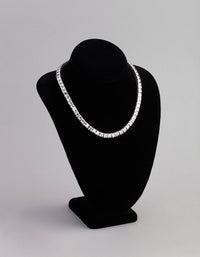 Silver Cubic Zirconia Statement Square Necklace - link has visual effect only