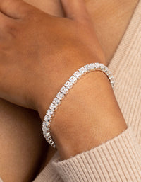 Silver Cubic Zirconia Cup Chain Bracelet - link has visual effect only