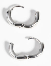 Silver Chunky Huggie Hoop Earrings - link has visual effect only