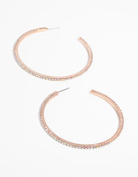 Rose Gold Diamante Hoop Earrings - link has visual effect only