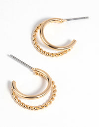 Gold Twisted Huggie Hoop Earrings - link has visual effect only