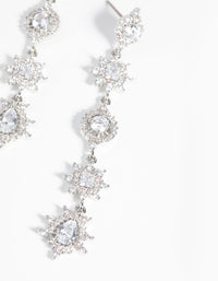Rhodium Diamond Simulant Decorative Drop Earrings - link has visual effect only