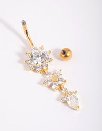 Gold Plated Titanium Floral Belly Bar - link has visual effect only