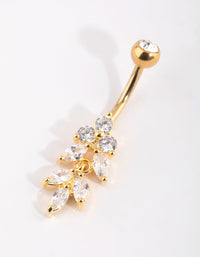 Gold Plated Titanium Marquise Diamante Belly Bar - link has visual effect only