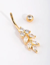 Gold Plated Titanium Marquise Diamante Belly Bar - link has visual effect only