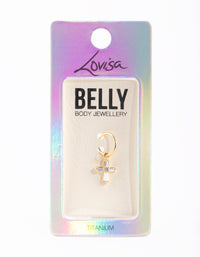Gold Plated Titanium Diamante Belly Ring - link has visual effect only