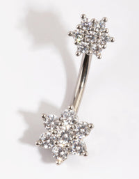 Titanium Diamante Flower Belly Bar - link has visual effect only