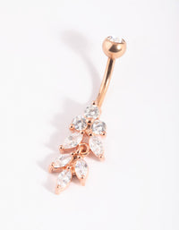 Rose Gold Plated Titanium Marquise Diamante Belly Bar - link has visual effect only