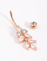 Rose Gold Plated Titanium Marquise Diamante Belly Bar - link has visual effect only