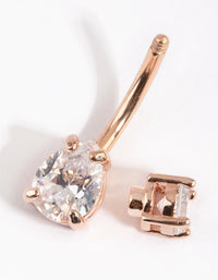 Rose Gold Plated Pear Diamante Medium Belly Bar - link has visual effect only