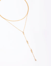 Gold Plated Lariat Necklace Set - link has visual effect only