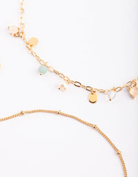 Gold Plated Charm Anklet with Semi-Precious Stones - link has visual effect only