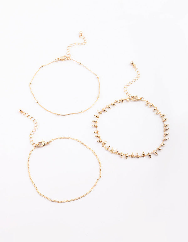 Gold Plated Dainty Anklet Pack
