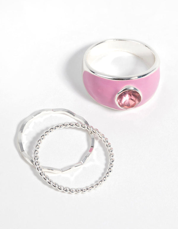 Pink Enamel Ring Pack