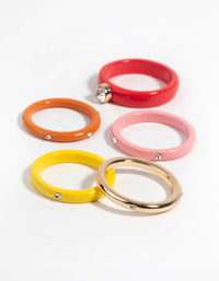 Enamel & Diamante Ring 4-Pack - link has visual effect only
