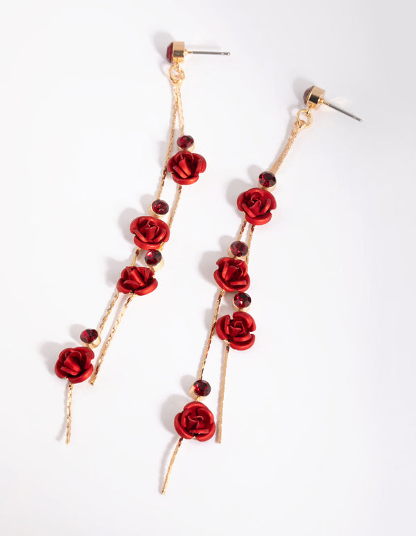 Red Rose Drop Earrings