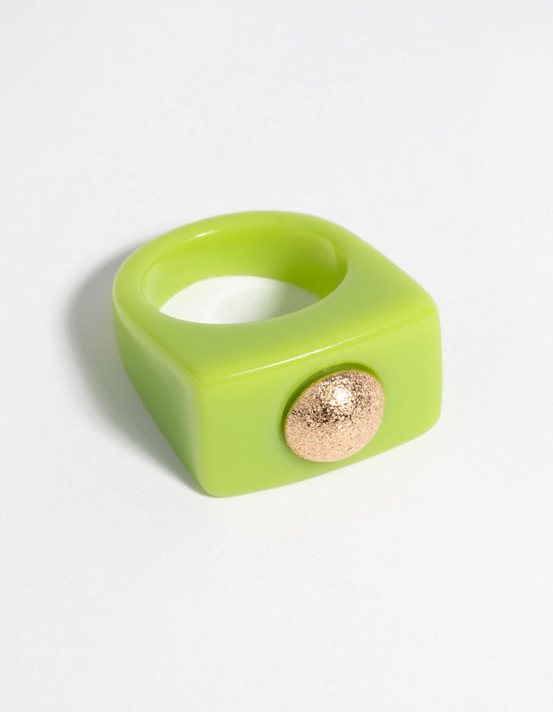 90s Green & Gold Plastic Ring