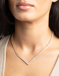 Gold Cubic Zirconia Point Necklace - link has visual effect only