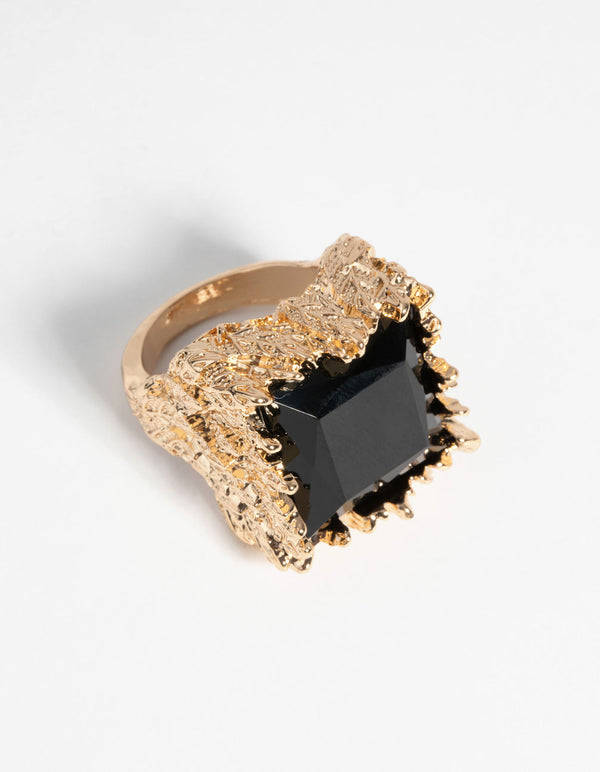 Gold & Black Stone Ring