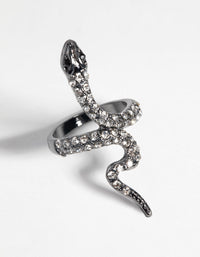 Rhodium Crystal Snake Ring - link has visual effect only