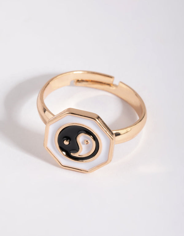 Yin & Yang Hexagon Ring
