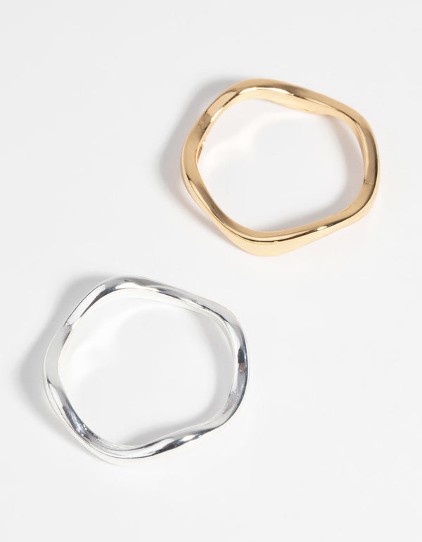 Gold & Silver Plated Weave Ring Set