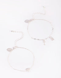 Silver Love & Lock Bracelet Set - link has visual effect only