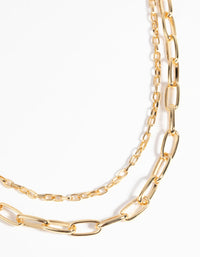 Gold Plated Chain Necklace Set - link has visual effect only