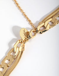 Gold Plated Layered Curb Chain Necklace - link has visual effect only