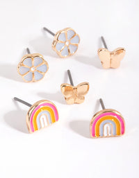 Gold Rainbow Garden Stud Earring Pack - link has visual effect only