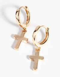 Gold Cross Huggie Hoop Earrings - link has visual effect only