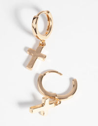 Gold Cross Huggie Hoop Earrings - link has visual effect only