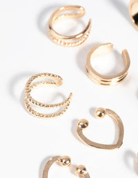 Gold Textured Ear Cuff Earring 8-Pack - link has visual effect only