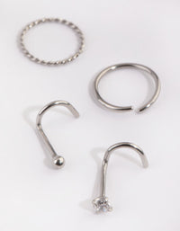 Surgical Steel Diamante Nose Ring 4-Pack - link has visual effect only