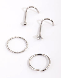Surgical Steel Diamante Nose Ring 4-Pack - link has visual effect only