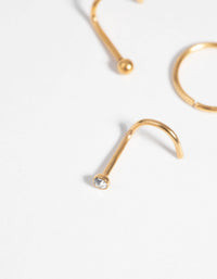 Gold-Plated Surgical Steel Nose Stud & Ring Pack - link has visual effect only