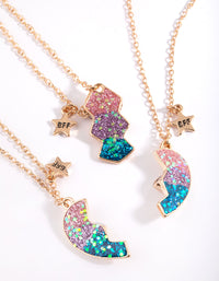 Kids Glitter Heart Best Friend Necklace Pack - link has visual effect only