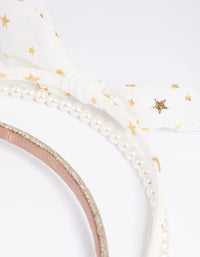 Kids Glitter Star & Pearl Headband Pack - link has visual effect only
