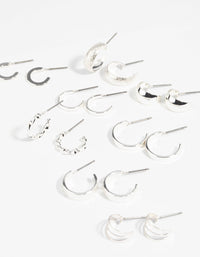 Silver Textured Hoop Earring 8-Pack - link has visual effect only