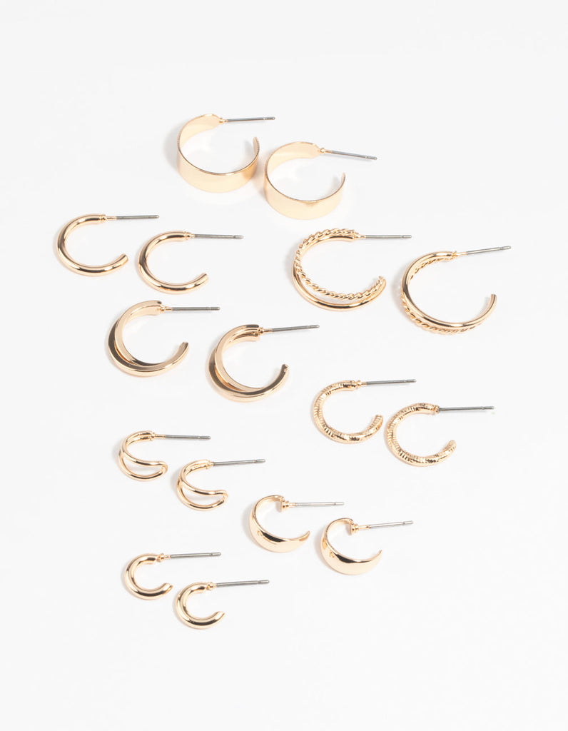 Gold Simple Hoop Earring 8-Pack