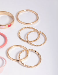 Gold Enamel Hearts Ring Pack - link has visual effect only