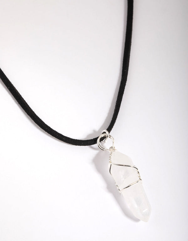 Silver Clear Quartz Shard Necklace