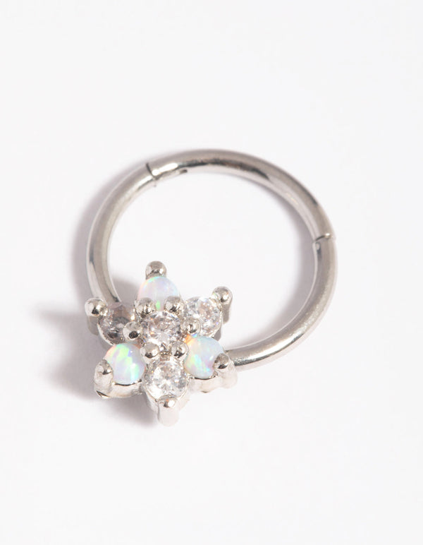 Surgical Steel Pretty Flower Clicker Ring